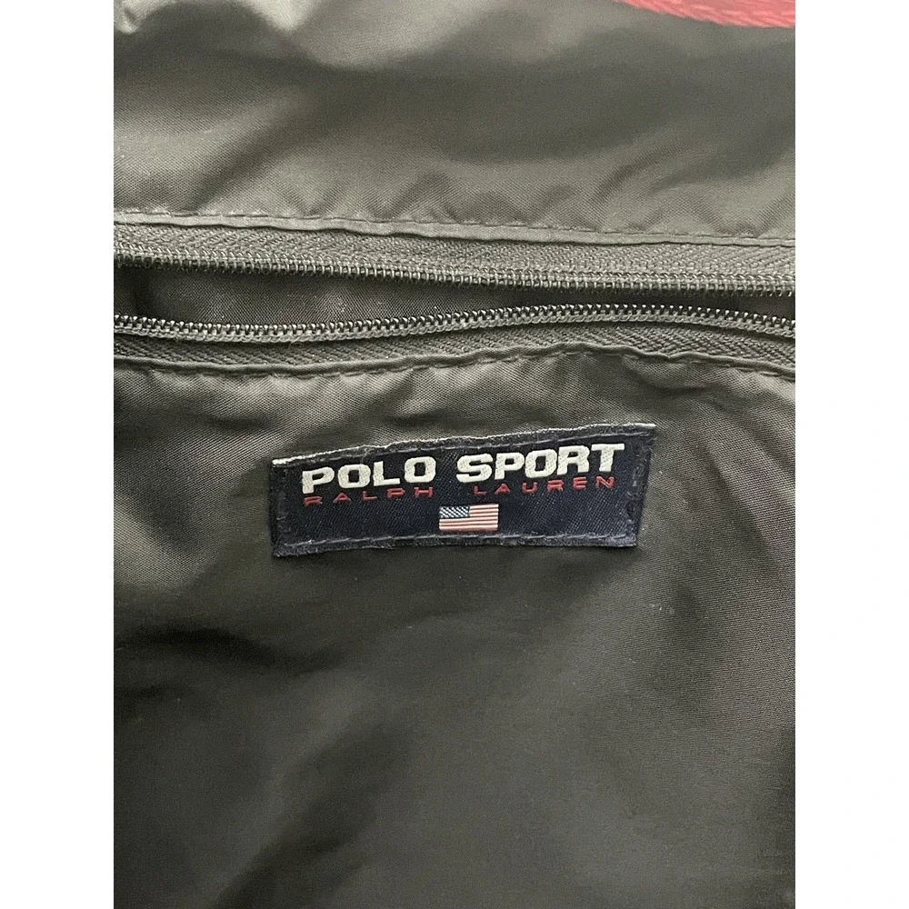 Vintage Polo Sport Ralph Lauren Backpack Red Drawstring USA Flag Y2K